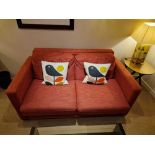 Bernhardt Sedac Meral two seater sofa bed upholstered in carmine fabric 3-fold action for a bed with