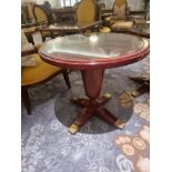 Walnut Circular Pedestal Dining Table Round Top Mounted On A Heavy Large Turned Baluster Stem