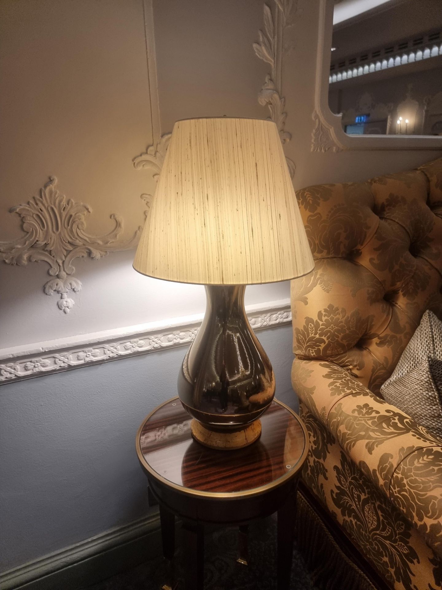 A Pair Of Heathfield And Co Louisa Glazed Bronze Ceramic Table Lamp With Textured Shade 77cm"