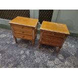 A Pair Of Diminutive Bedside Cabinets Three Drawer On Turned Short Legs 40 x 29 x 42cm