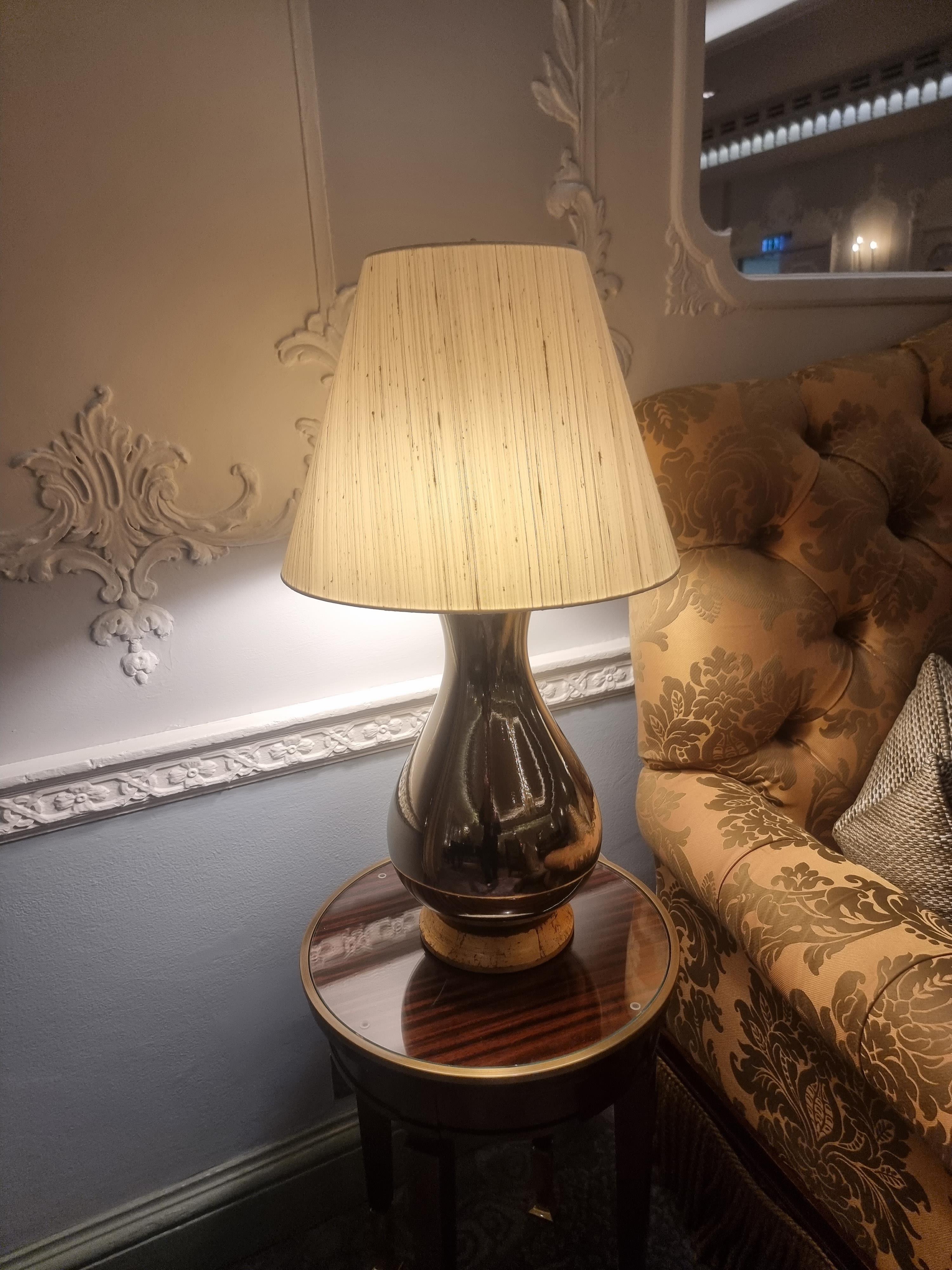 A Pair Of Heathfield And Co Louisa Glazed Bronze Ceramic Table Lamp With Textured Shade 77cm" - Image 2 of 2