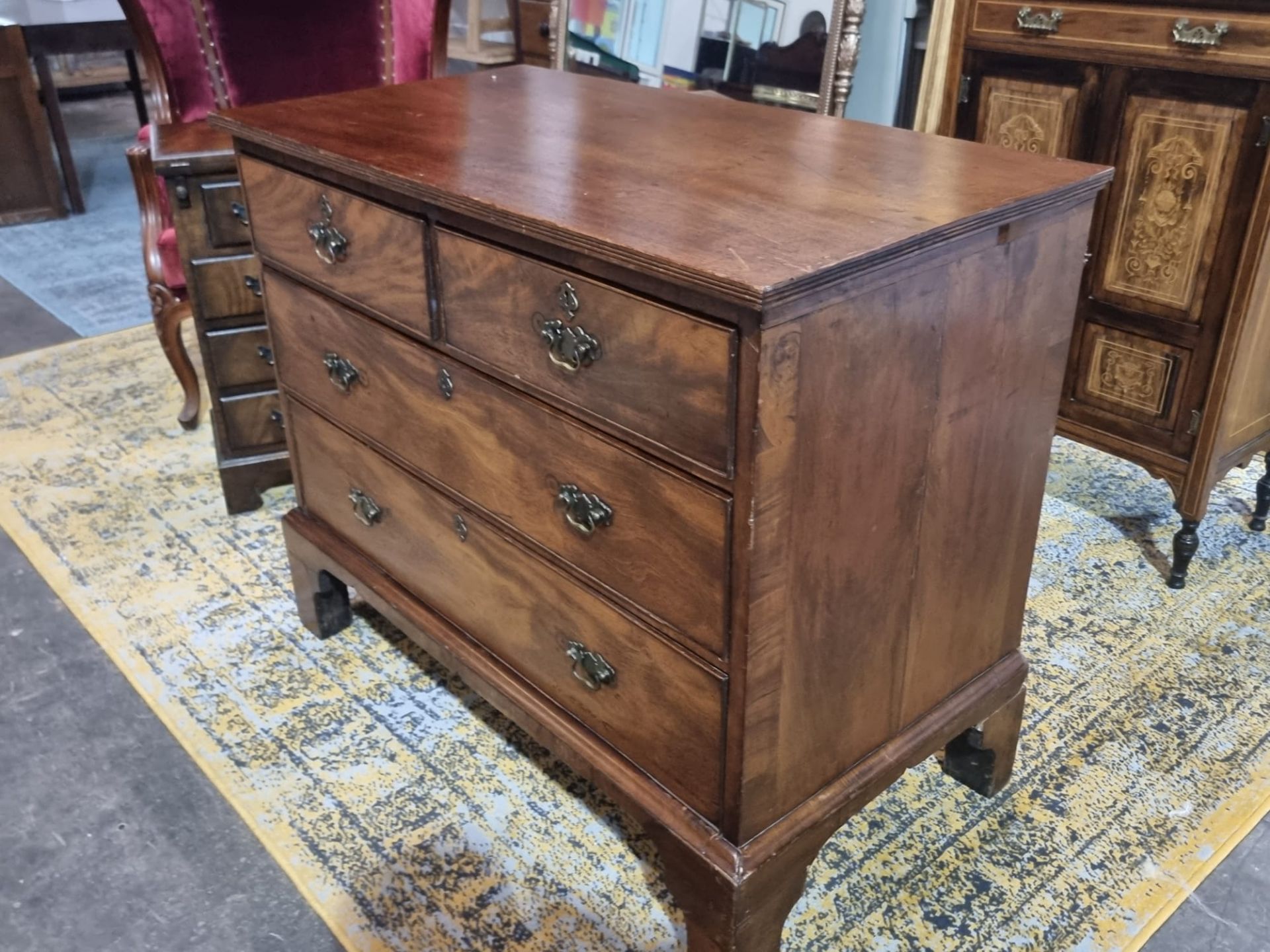 George II mahogany chest great colour and patina with rectangular top over two short and two long - Image 6 of 9