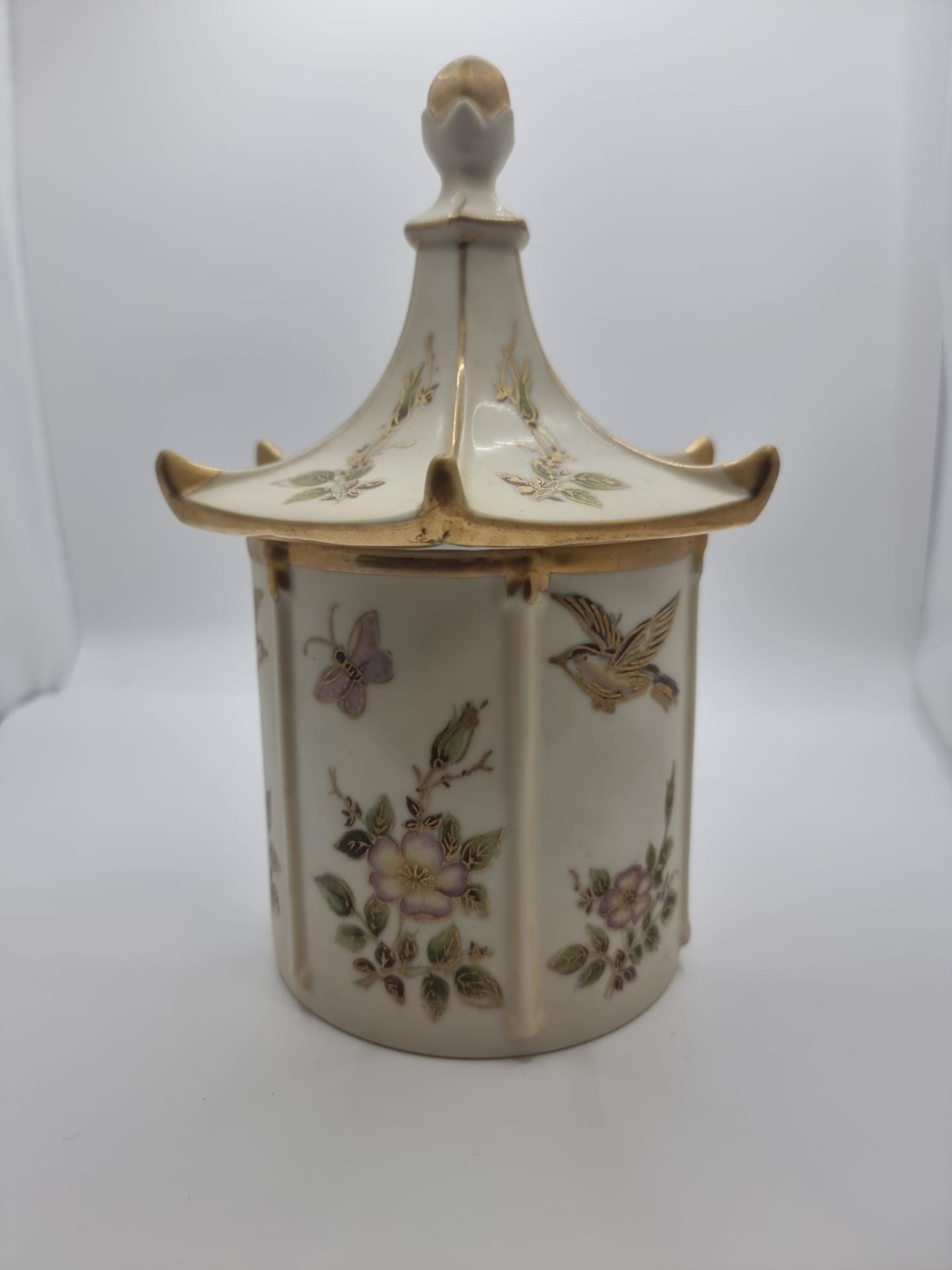 Lenwile China Ardalt beautiful hand painted porcelain Pagoda tea or apothecary jar