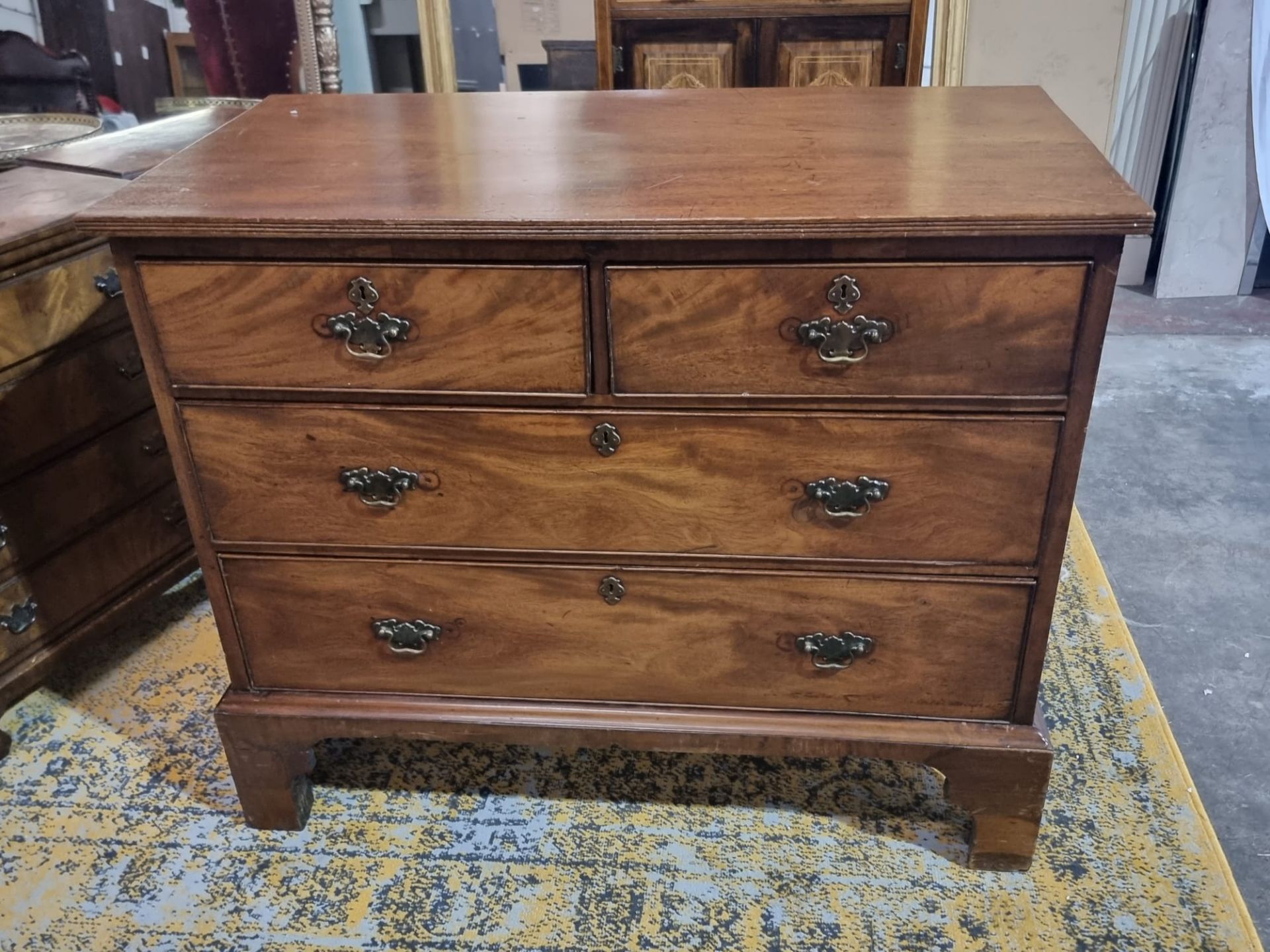 George II mahogany chest great colour and patina with rectangular top over two short and two long