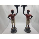 A pair Early 20th Century Cold-Painted Bronze Blackamoor Candlesticks 27cm Fine quality early 20th