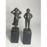 Two early 20th century bronze statuettes of a Dutch boy and girl, German signed to base H.