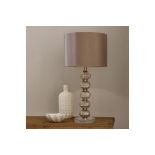 Adriana Table Lamp Stacked Glass Bauble Base Dusky Rose Satin Shade Brighten Up Your Home And