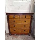 Victorian large chest of drawers the moulded top above two short and three long drawers each with
