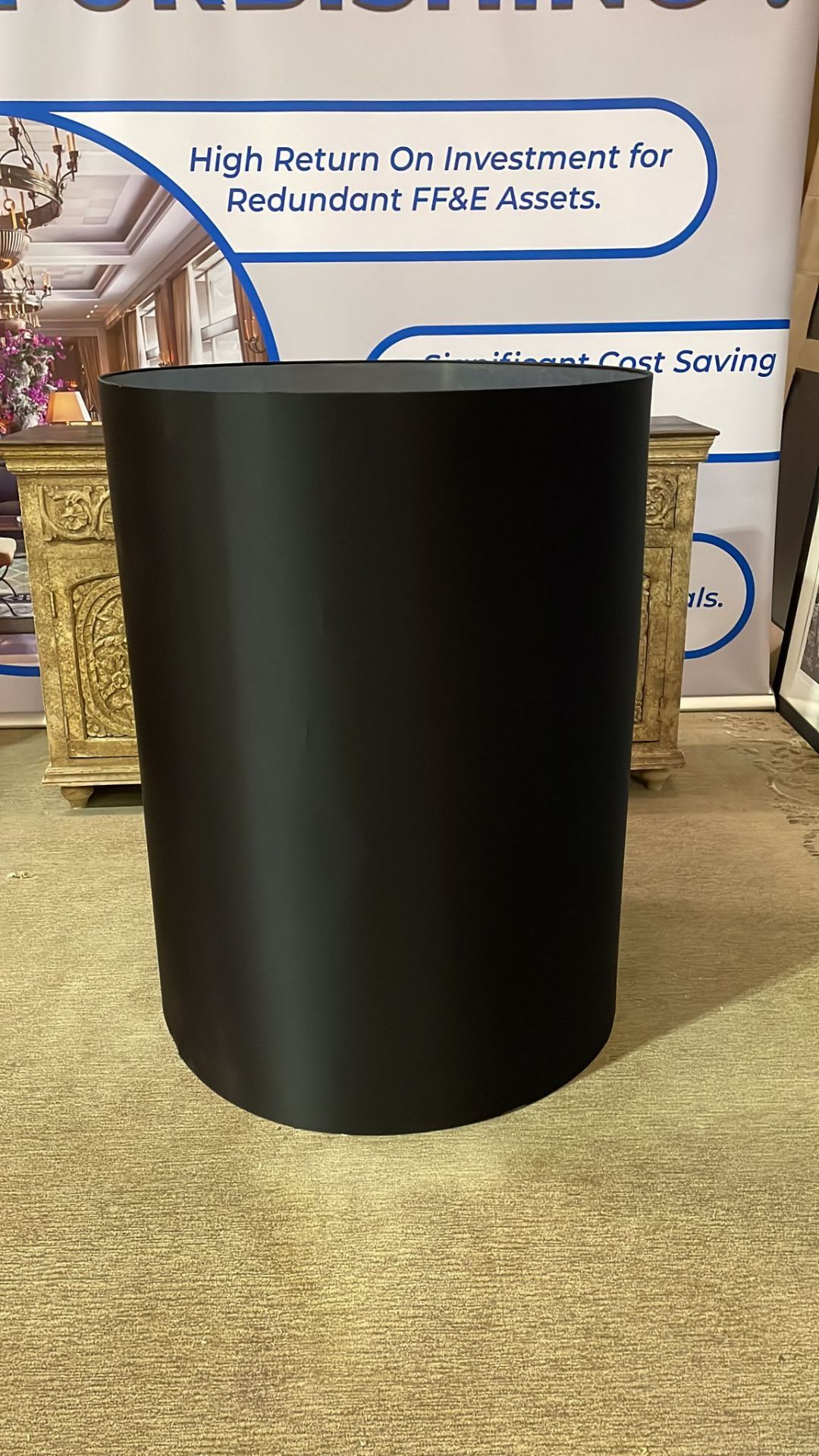 Oversized Satin Black Cylinder Shade Mirrored Lining 900 (D) x 1200mm (H) - Image 3 of 3