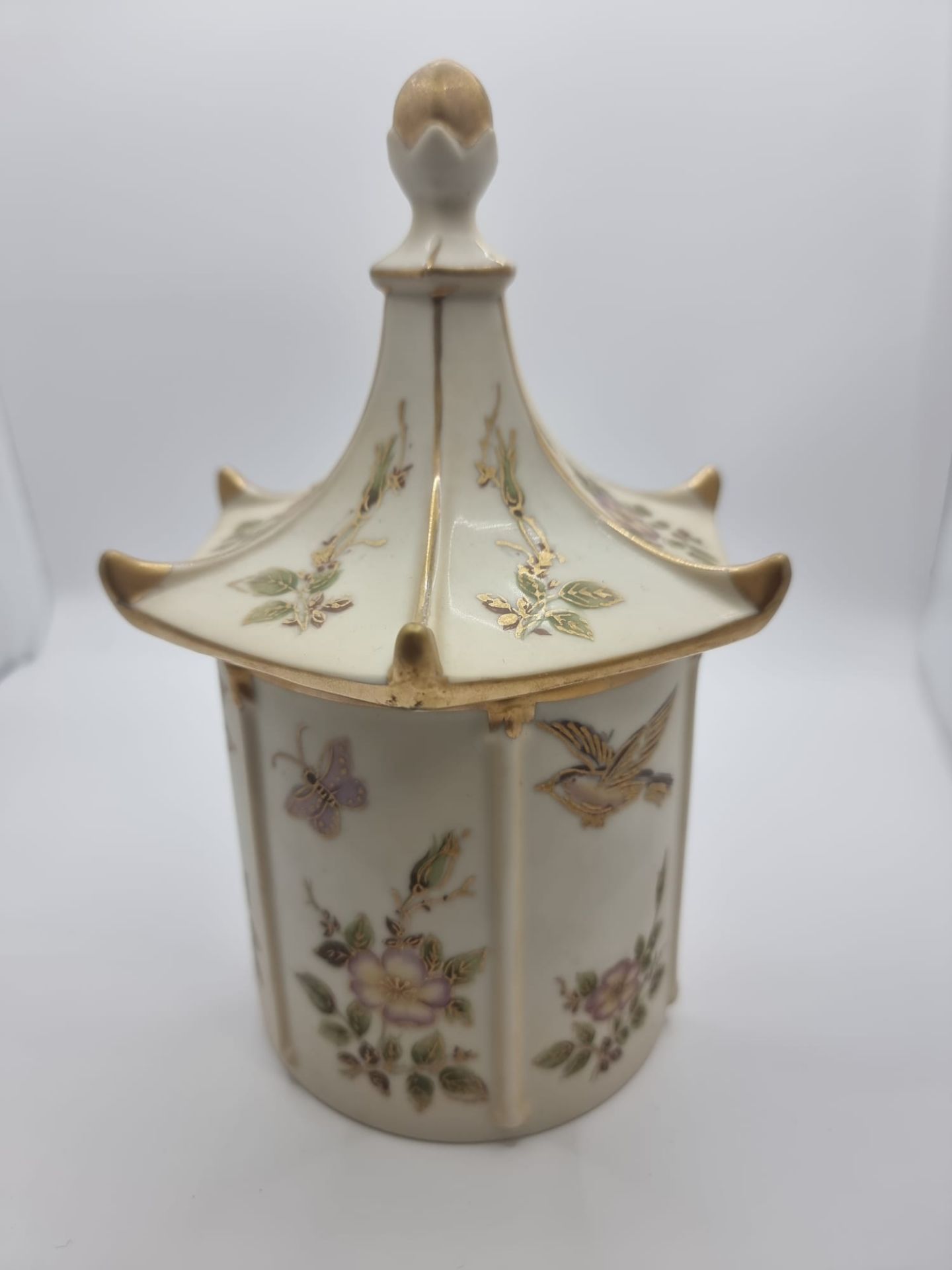 Lenwile China Ardalt beautiful hand painted porcelain Pagoda tea or apothecary jar - Image 2 of 6