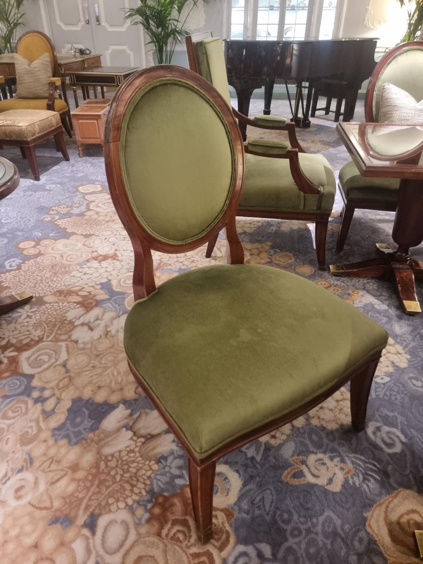 Louis XVI Style Framed And Upholstered Arm Chair In Lelievre Paris Olive Green Salon Chair 68 x 68 x - Bild 5 aus 5