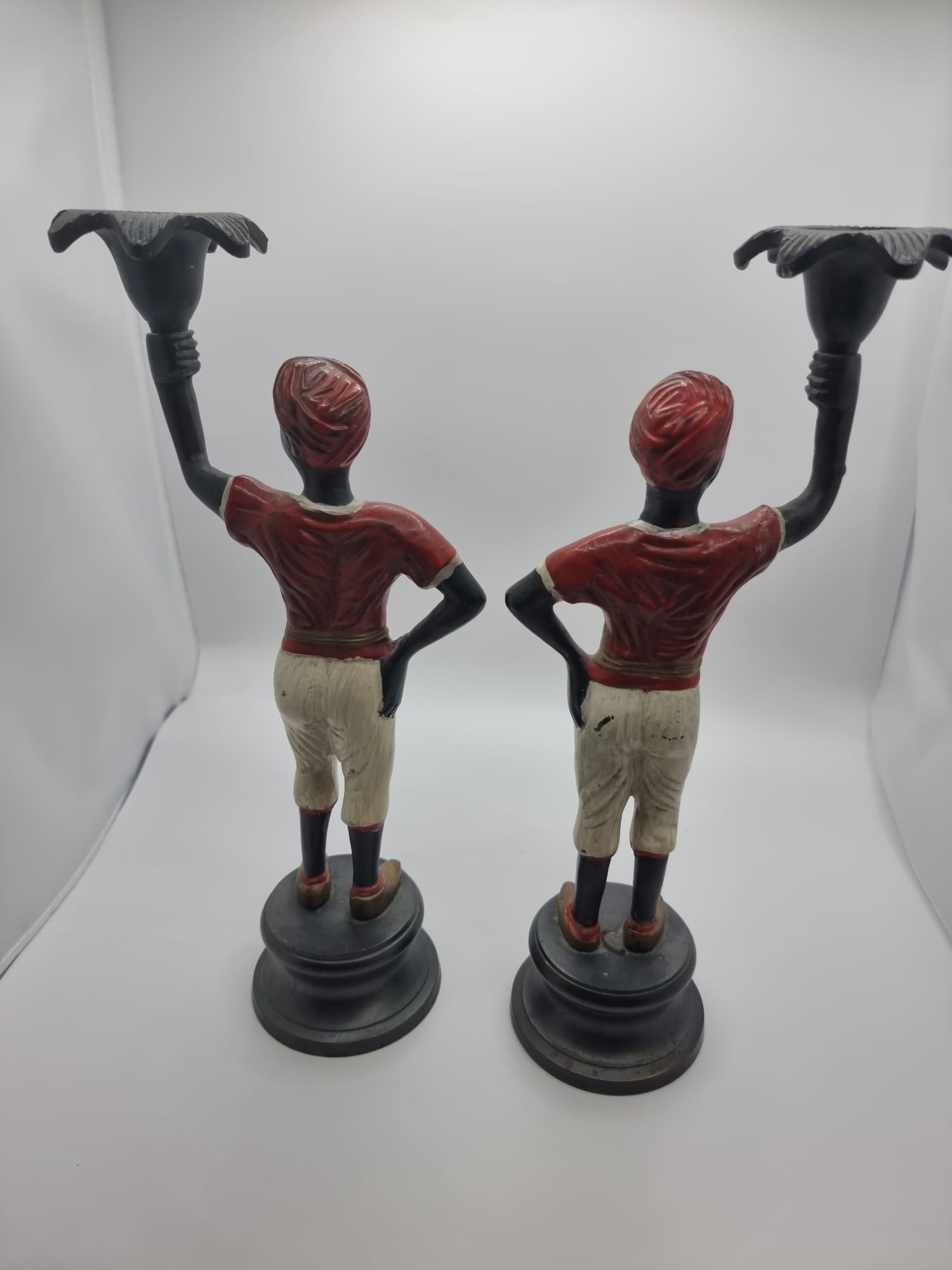 A pair Early 20th Century Cold-Painted Bronze Blackamoor Candlesticks 27cm Fine quality early 20th - Image 7 of 11