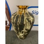 The Sofa And Chair Company Magma Collection Large Black And White Vase With Gold DetailAround Neck