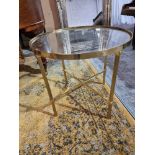 Neoclassical style Round Glass Coffee Table, Brass frame with flute reeded legs 70cm diameter x 64cm