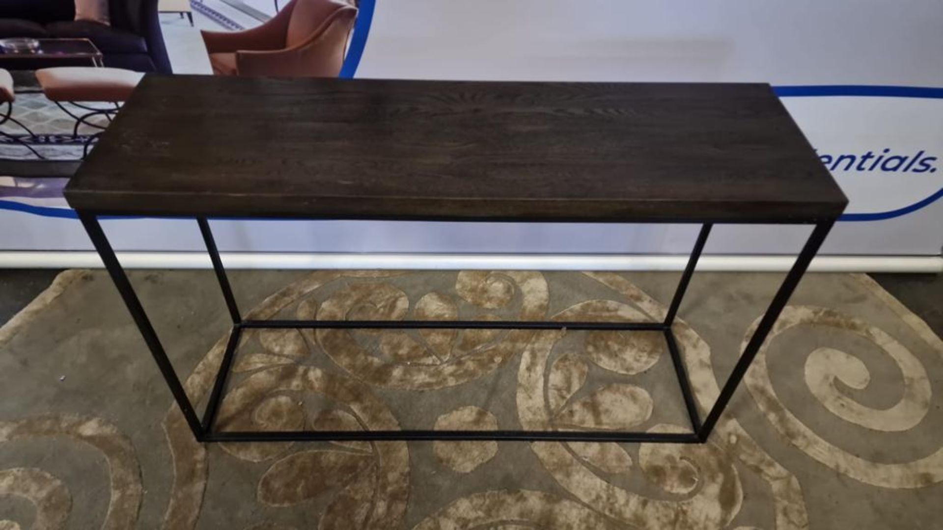 Dark Wooden Hall Table On A Black Metal Frame With Its Sturdy Yet Refined Appearance This Console - Bild 2 aus 2