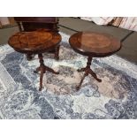 A Fine pair of walnut and satinwood wine tables Italian wine tables the circular inlaid top