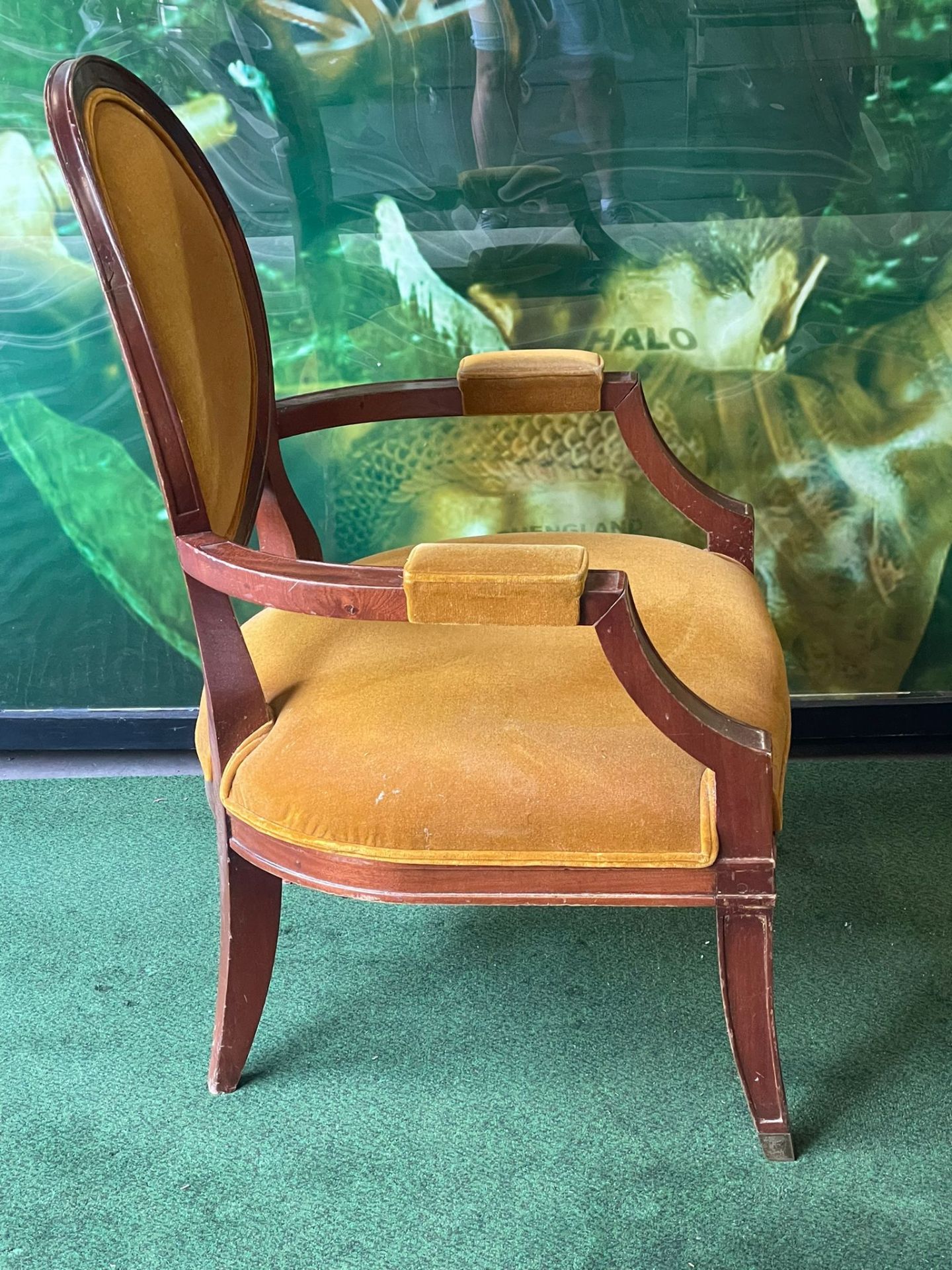 Louis XVI Style Framed And Upholstered In Gold Velvet Arm Chair 68 x 68 x 105cm - Bild 2 aus 7