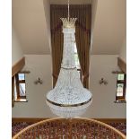 A Significant 34 Light Lead Crystal Tent & Bag - Full Lead Crystal Chandelier A Fine Brushed Brass