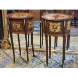 A Near Pair French Empire Side Tables Or Bedside Chests The Well Figured Inlay Tops Above Three