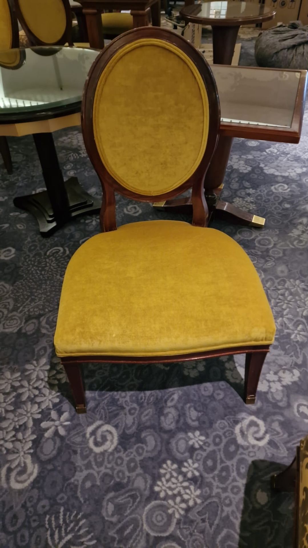 Louis XVI Style Framed And Upholstered In Gold Velvet Salon Chair 68 x 68 x 105cm