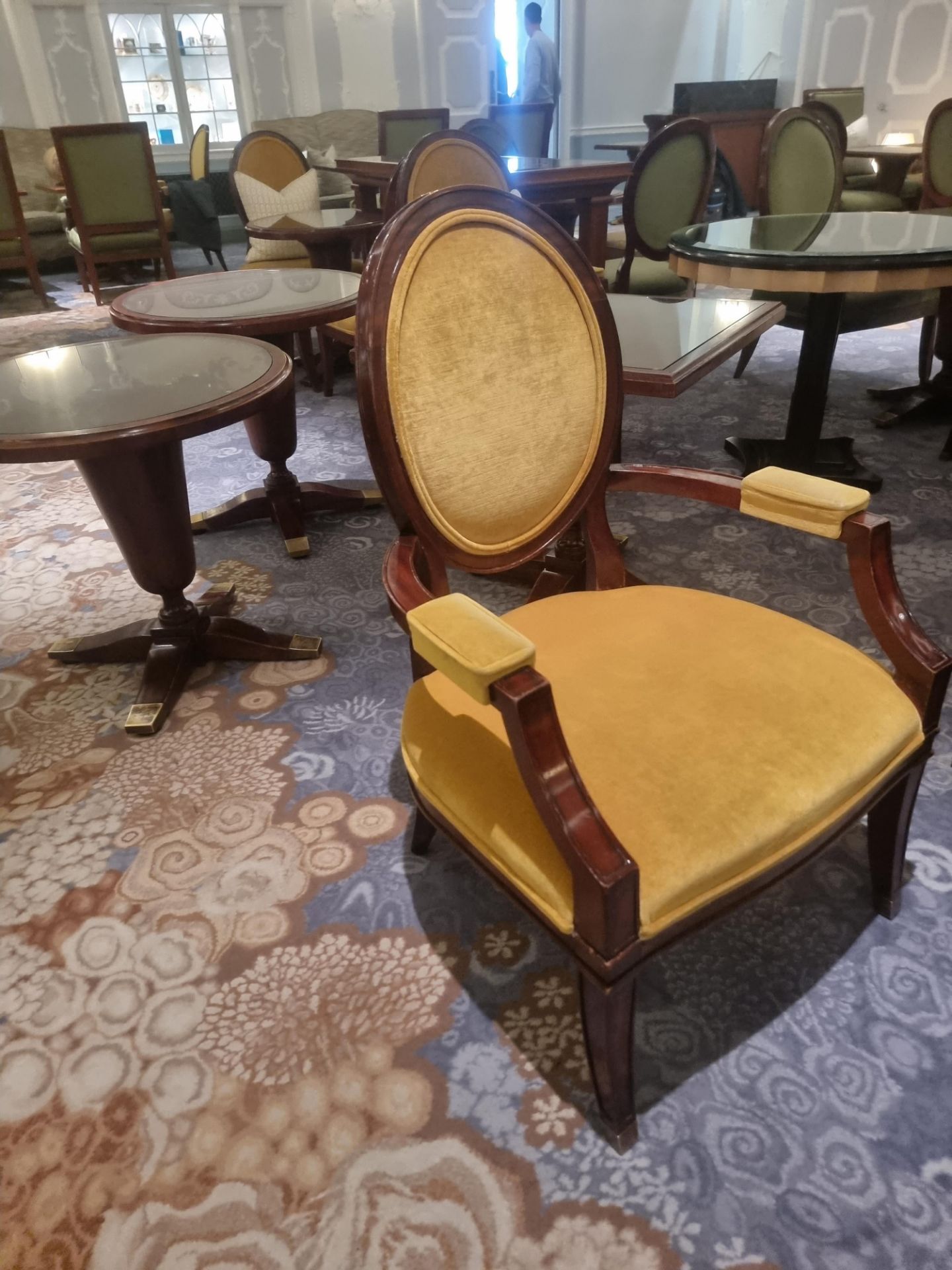 Louis XVI Style Framed And Upholstered In Gold Velvet Arm Chair 68 x 68 x 105cm - Bild 6 aus 7