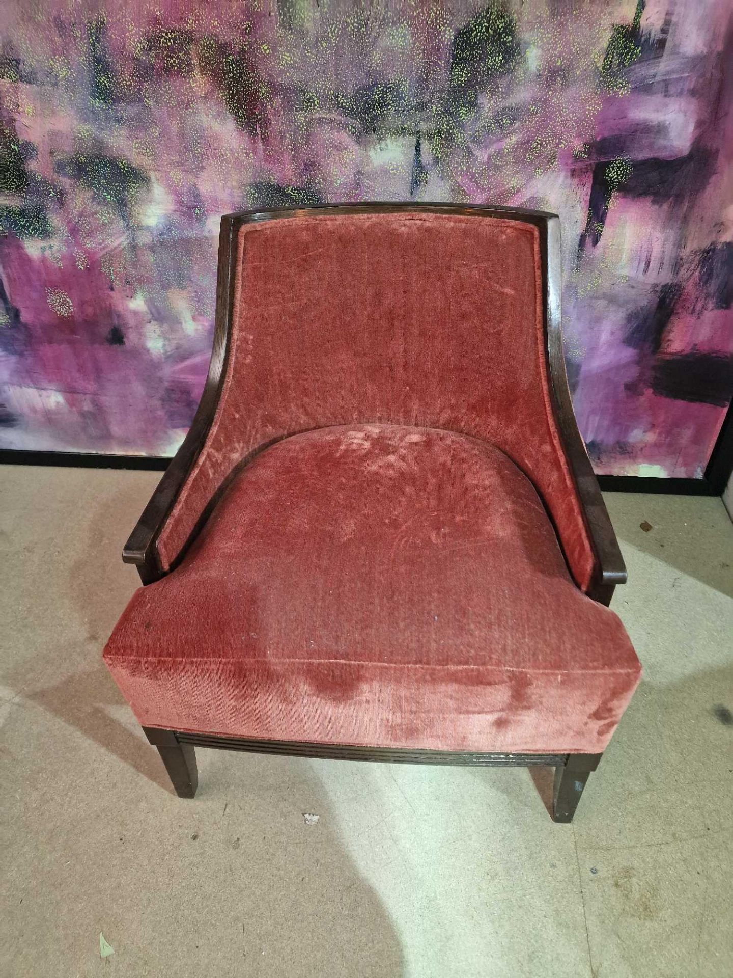 Accent chair the wooden framed stunning chair upholstered in a dark pink/red velvet to the seat