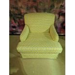 Lounge sofa chair by Kesterport A yellow & White patterned well padded upholstered lounge chair with