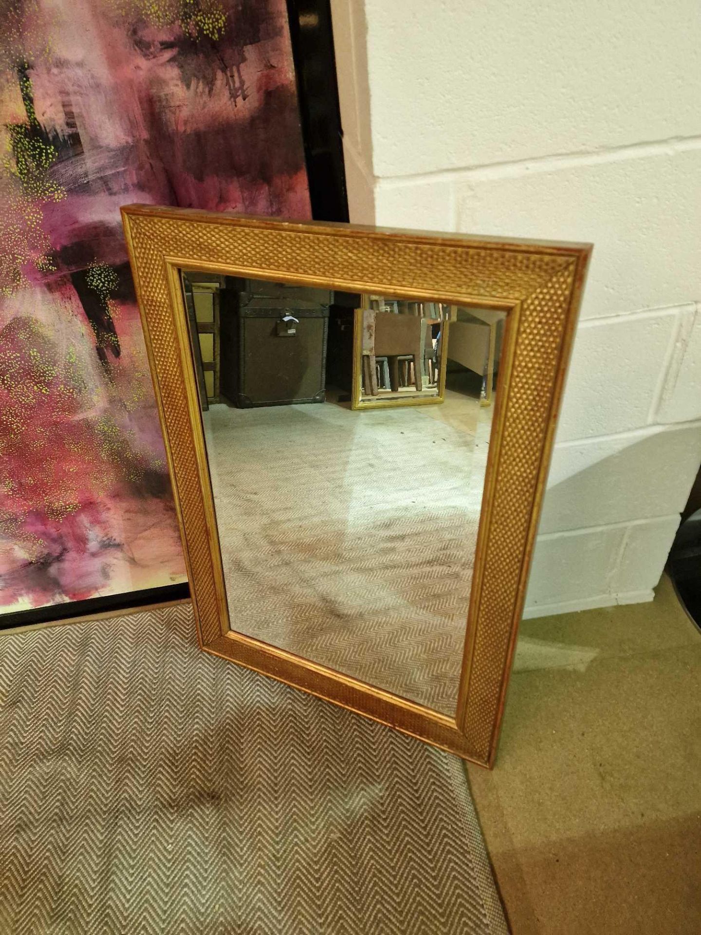 Accent mirror bevelled edge in textured gold frame 66 x 92cm