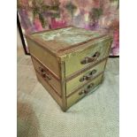 Timothy Oulton Stonyhurst Large Side Table in shiny steel and leather the chest with 3 soft close