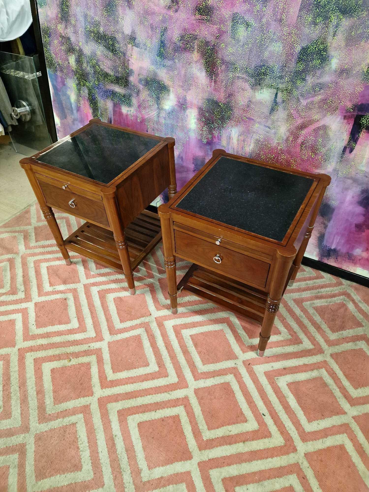 A set of 2 Channels Furniture side table or nightstands the solid timber cabinet features an inlay - Image 5 of 5