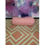 6 x pink and white patterned upholstered bolster cushions 60cm