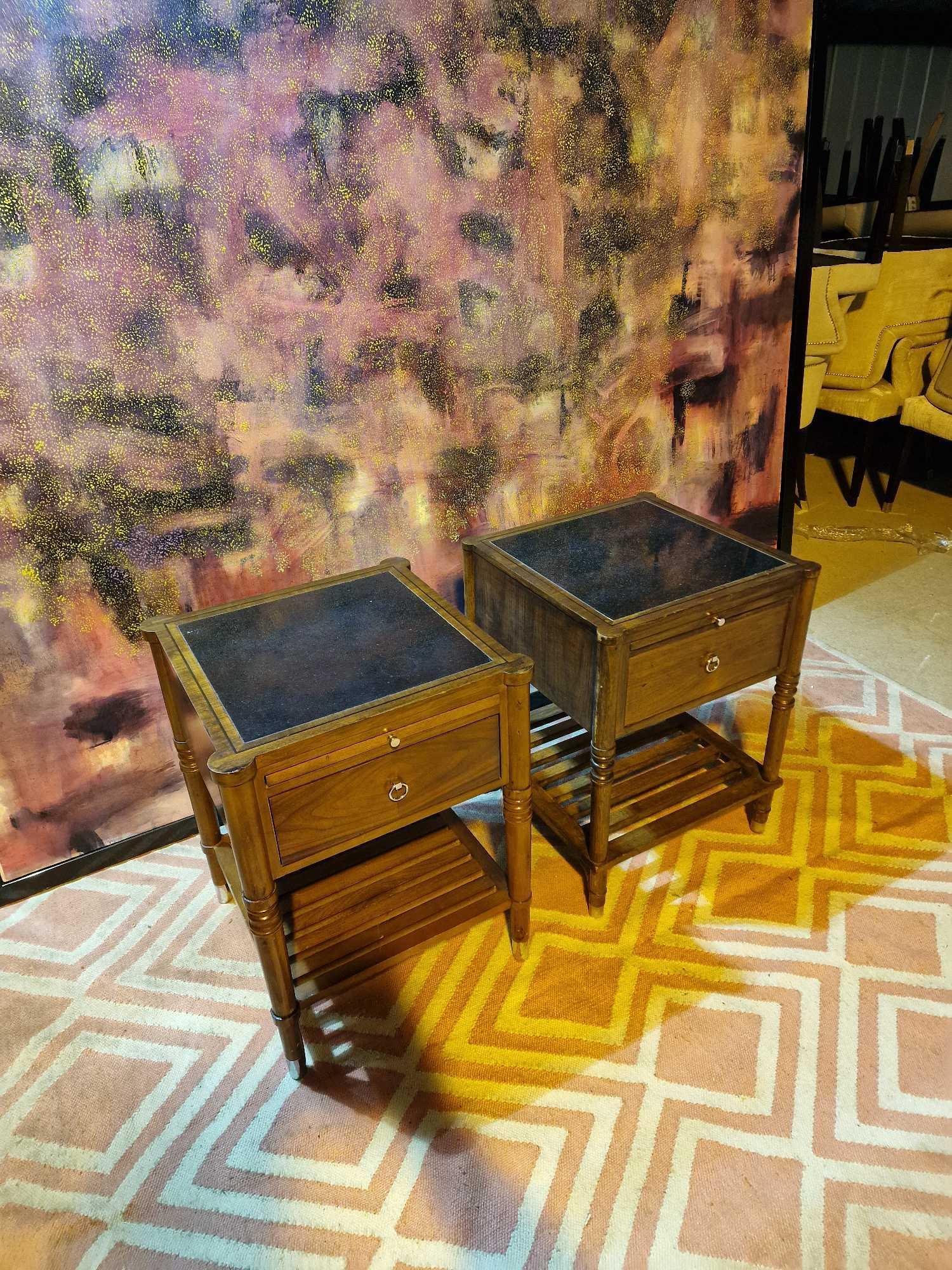 A set of 2 Channels Furniture side table or nightstands the solid timber cabinet features an inlay - Image 2 of 5