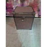 Esquire Baron side table trunk with brown wool, leather and stud detail the interiors with
