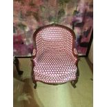 Louis Bergere Chair by Kesterport Shaped, mahogany carved frame with upholstered back and seat, with