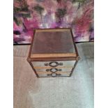 Timothy Oulton Stonyhurst Large Side Table in shiny steel and leather the chest with 3 soft close