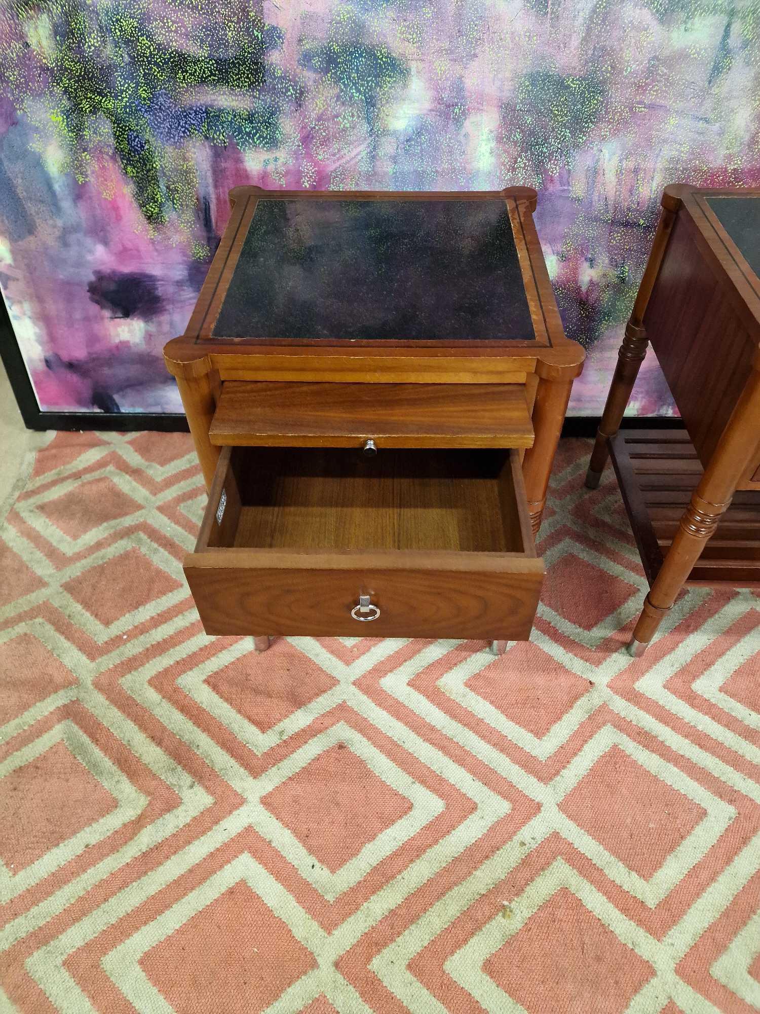 A set of 2 Channels Furniture side table or nightstands the solid timber cabinet features an inlay - Image 3 of 5