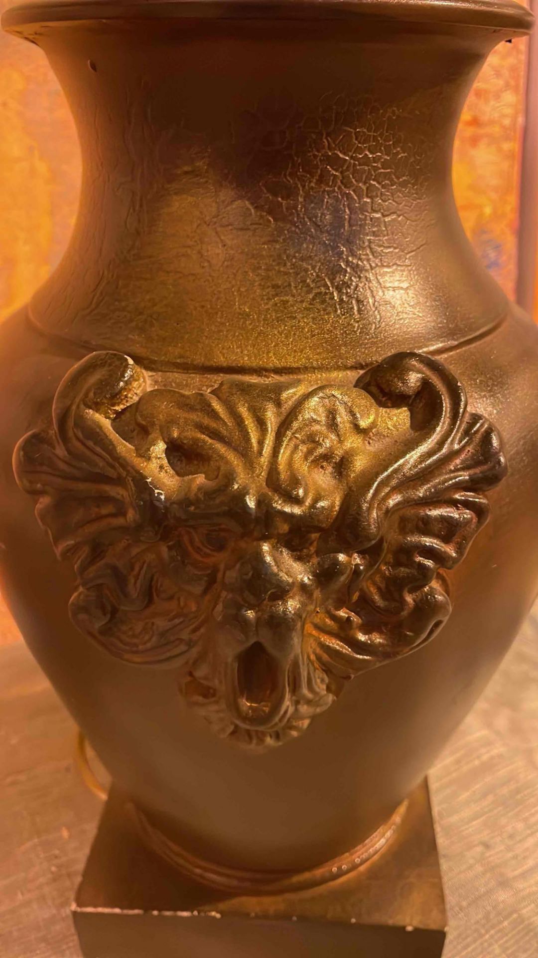 A Pair Of Classically-Inspired Italian Urn-Form Table Lamps With Lion Mask Motifs Brown 48cm - Image 2 of 3