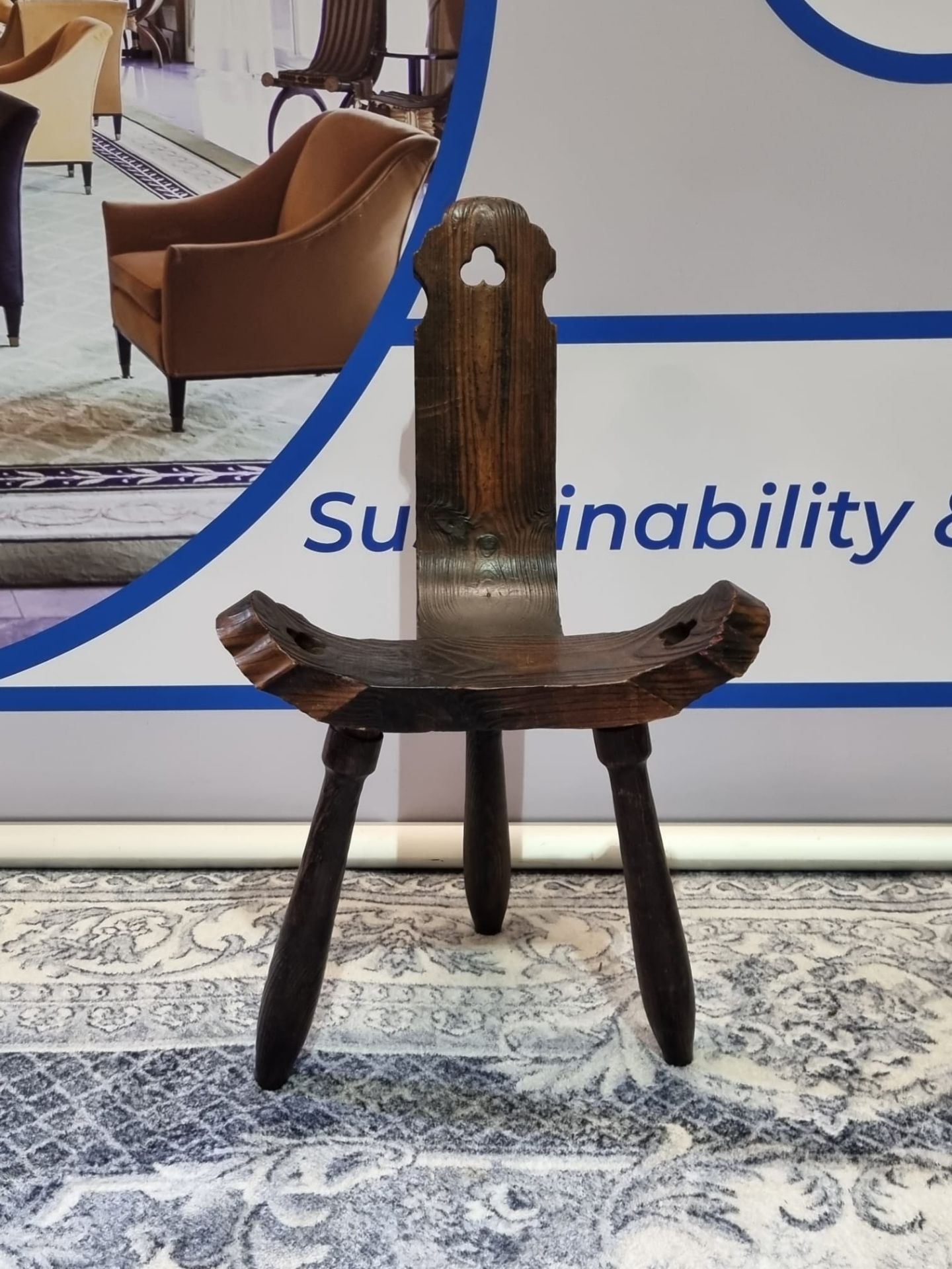 French Brutalist Birthing Stools, Circa 1950s Nice Authentic Tripod Wooden Chair Handcrafted In Good