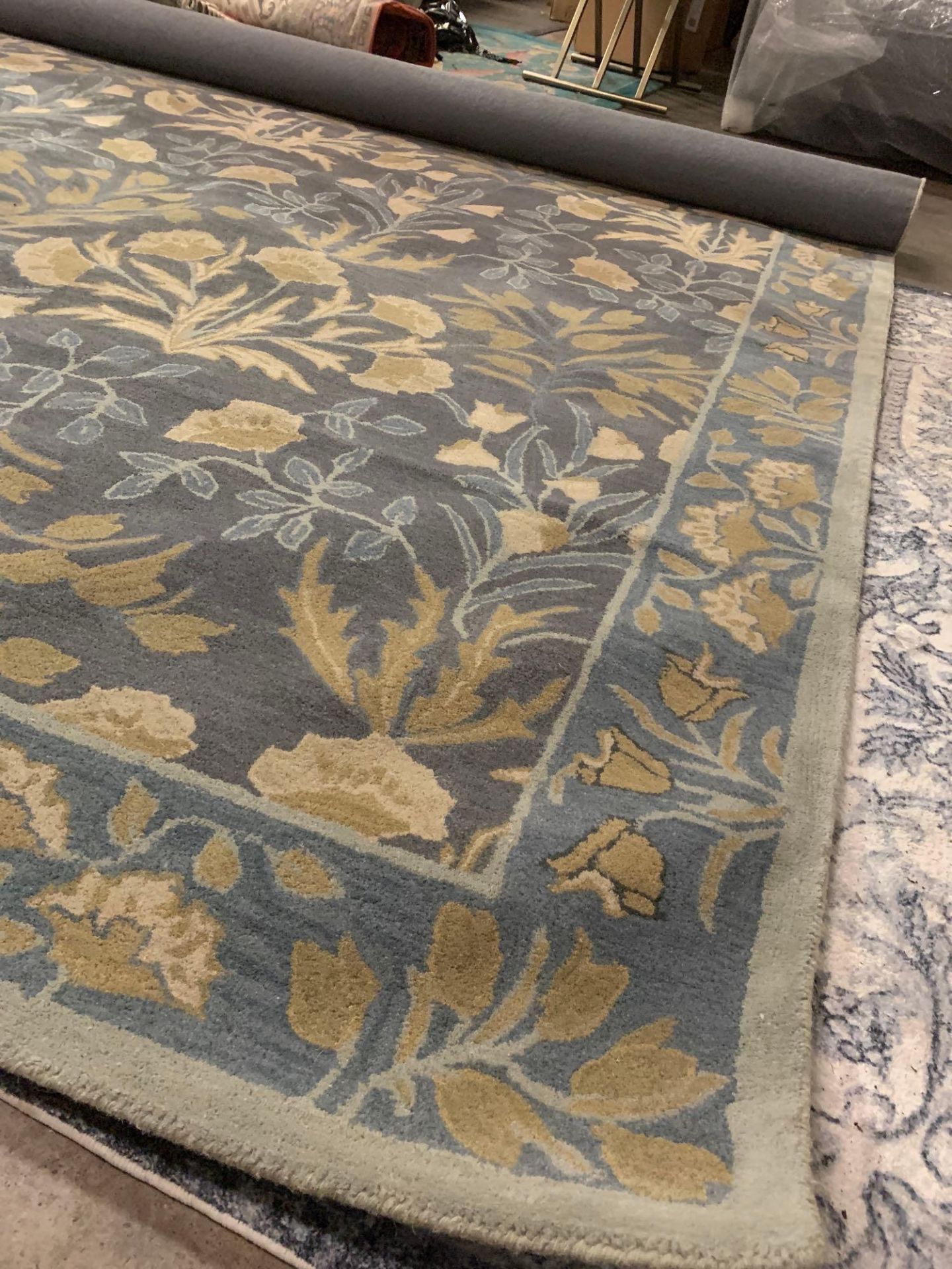 Nain Floral Ziegler Blue Area Rug Hand Tufted High Quality Wool Made Of 100% Wool Pile Ziegler - Image 4 of 8