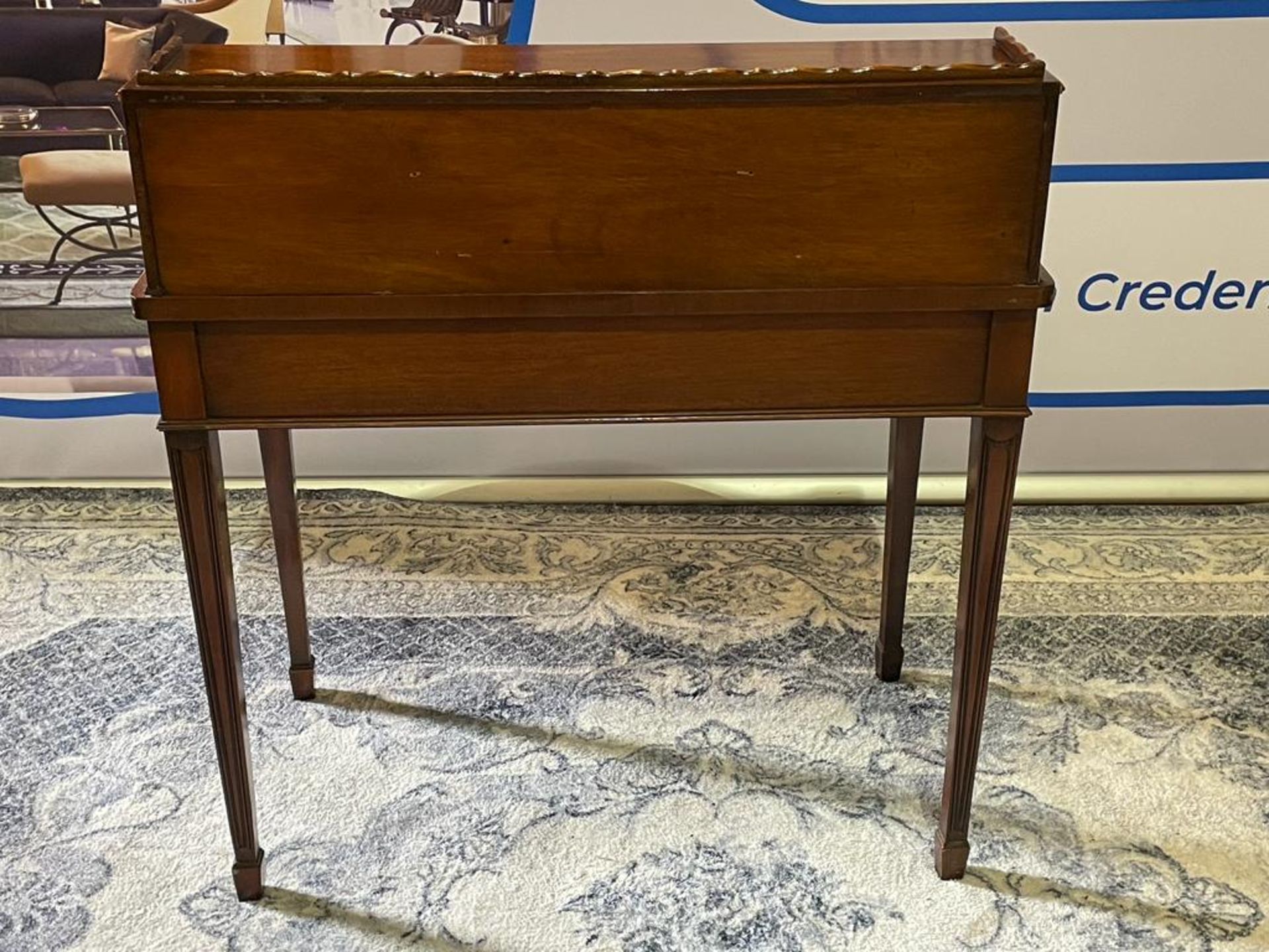 Cabinet Makers: H.& L. Epstein, London. Flame Mahogany Ladies Writing Desk - Superstructure Top With - Image 7 of 9