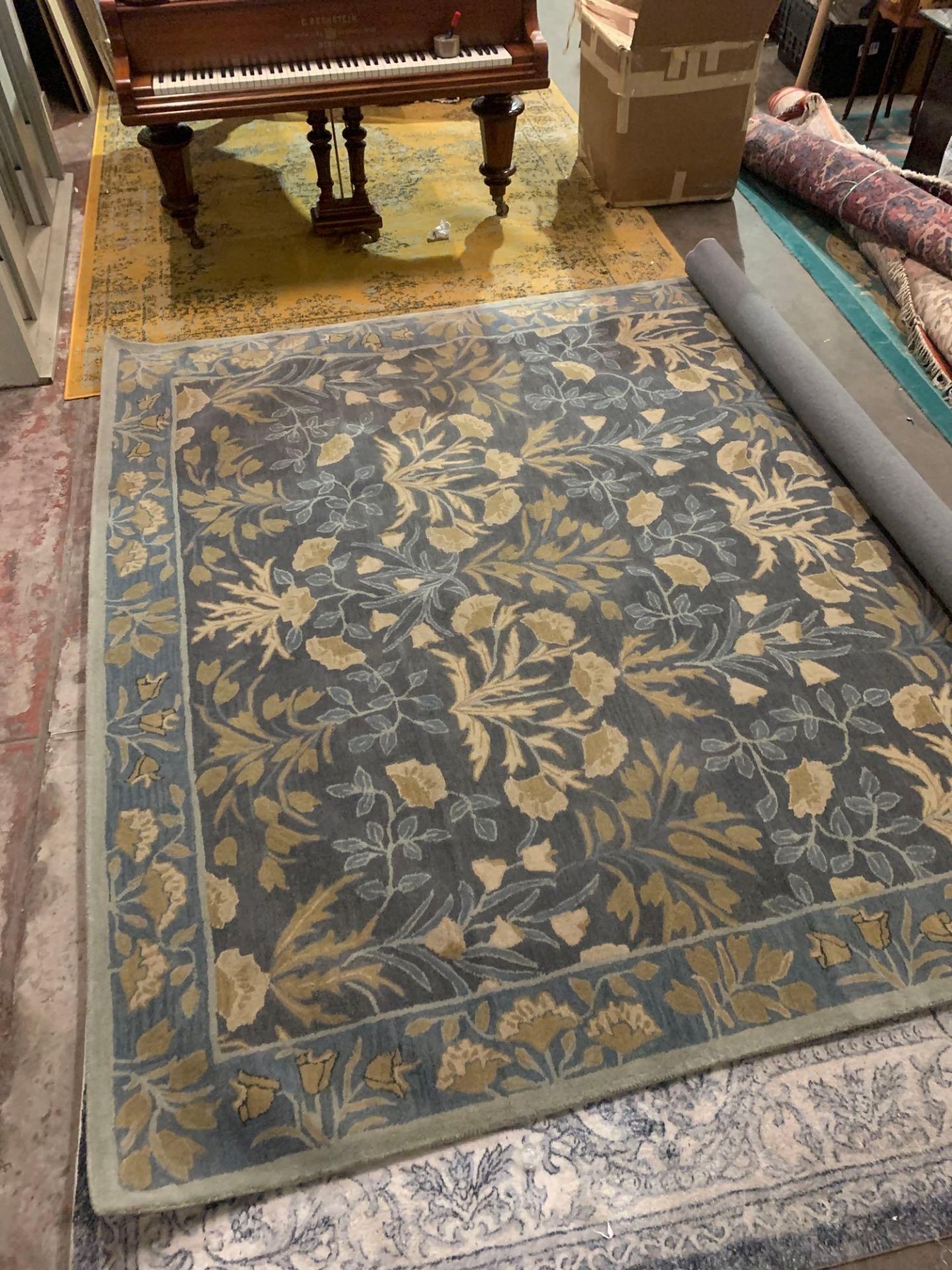 Nain Floral Ziegler Blue Area Rug Hand Tufted High Quality Wool Made Of 100% Wool Pile Ziegler - Image 6 of 8