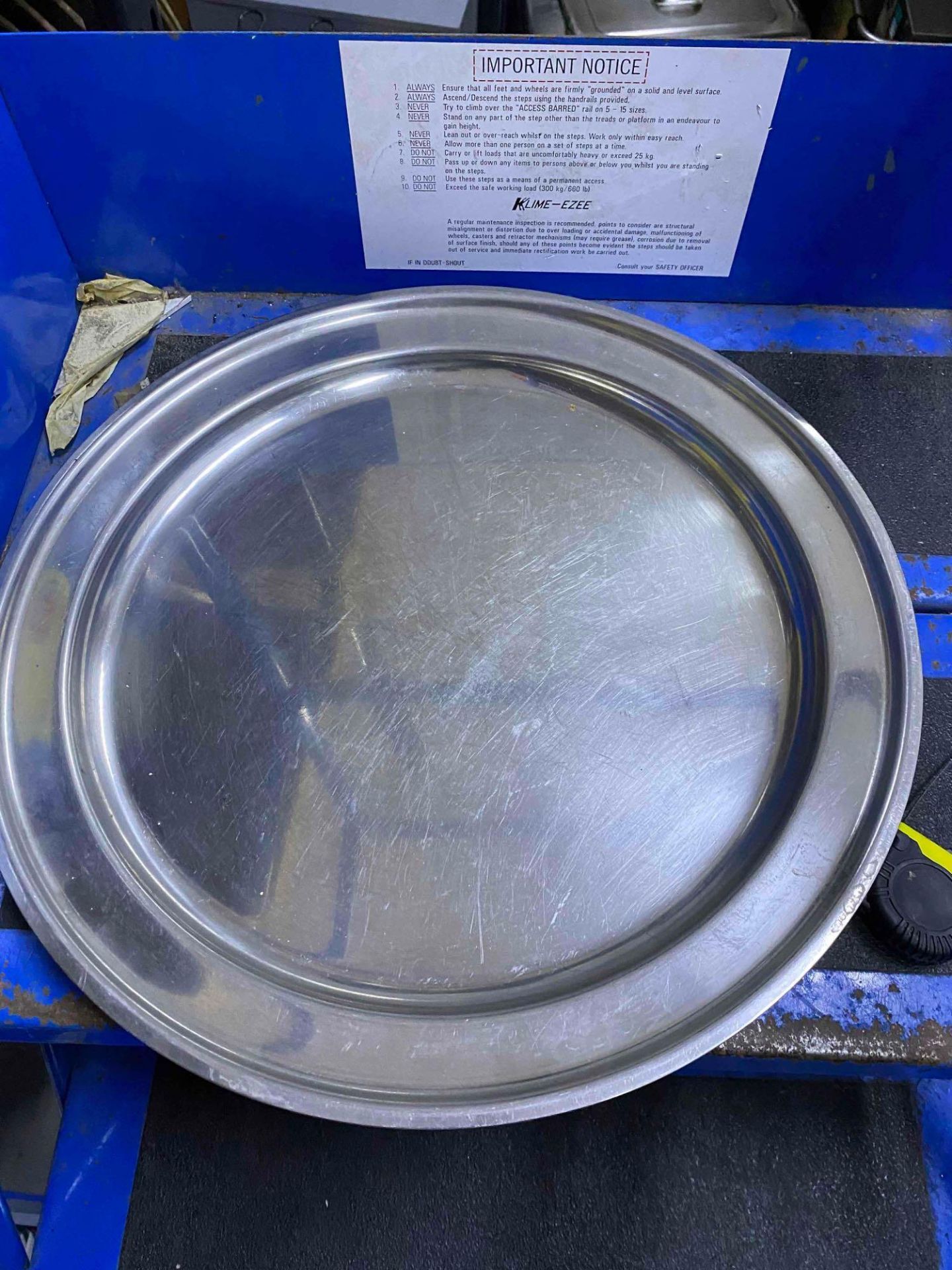 9 x Large Round Stainless Steel Platters 40.5cm