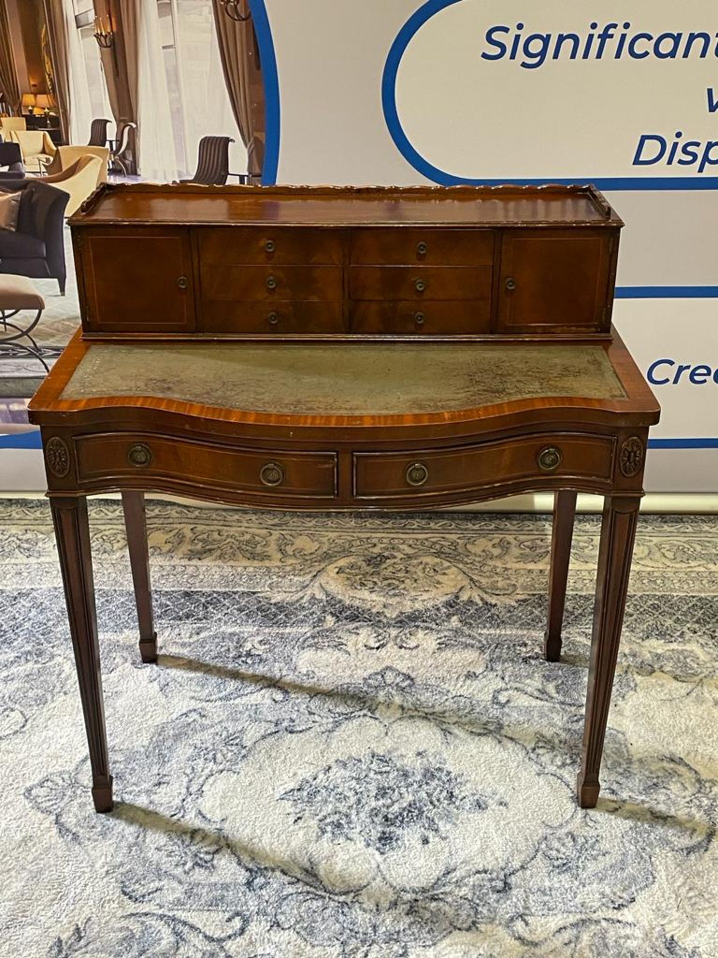 Cabinet Makers: H.& L. Epstein, London. Flame Mahogany Ladies Writing Desk - Superstructure Top With - Image 2 of 9