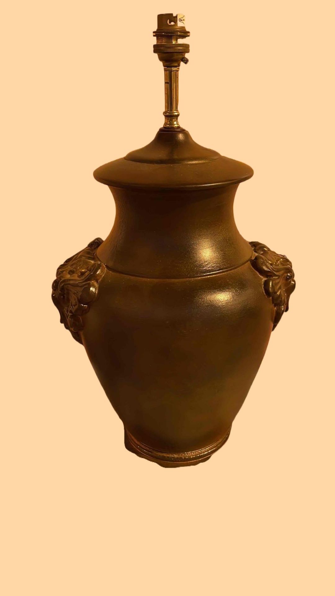 A Pair Of Classically-Inspired Italian Urn-Form Table Lamps With Lion Mask Motifs Brown 48cm
