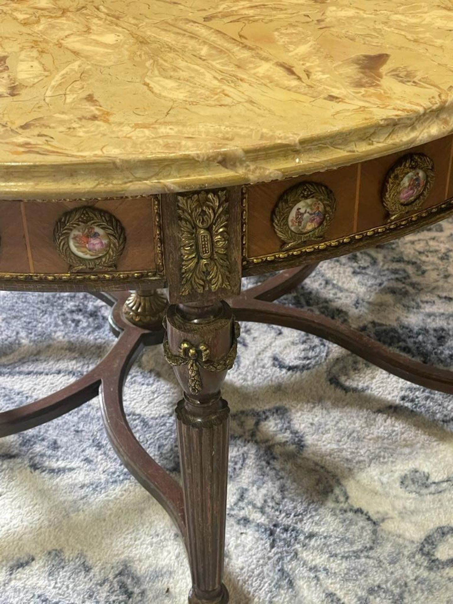 Cabinet Makers: H.& L. Epstein, London French Coffee Table With Cream Marble Top The Frieze - Image 4 of 6