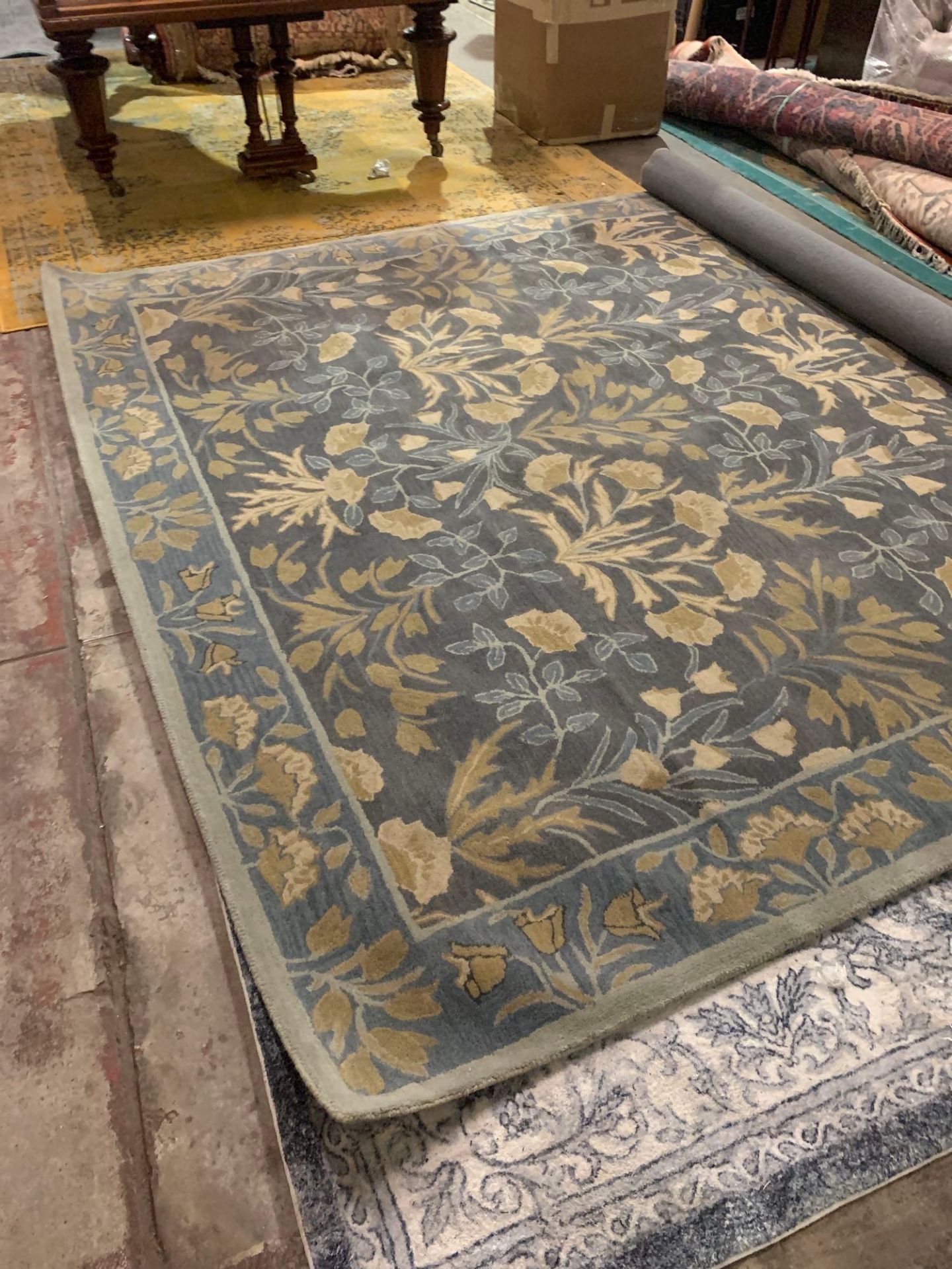 Nain Floral Ziegler Blue Area Rug Hand Tufted High Quality Wool Made Of 100% Wool Pile Ziegler - Image 5 of 8
