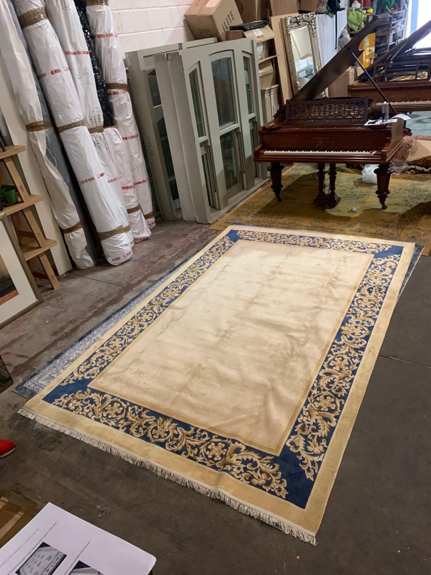 A Chinese Silk Carpet, Tientsin, Silk On Silk Foundation The Plain Ivory Field With A Blue Border - Image 11 of 20