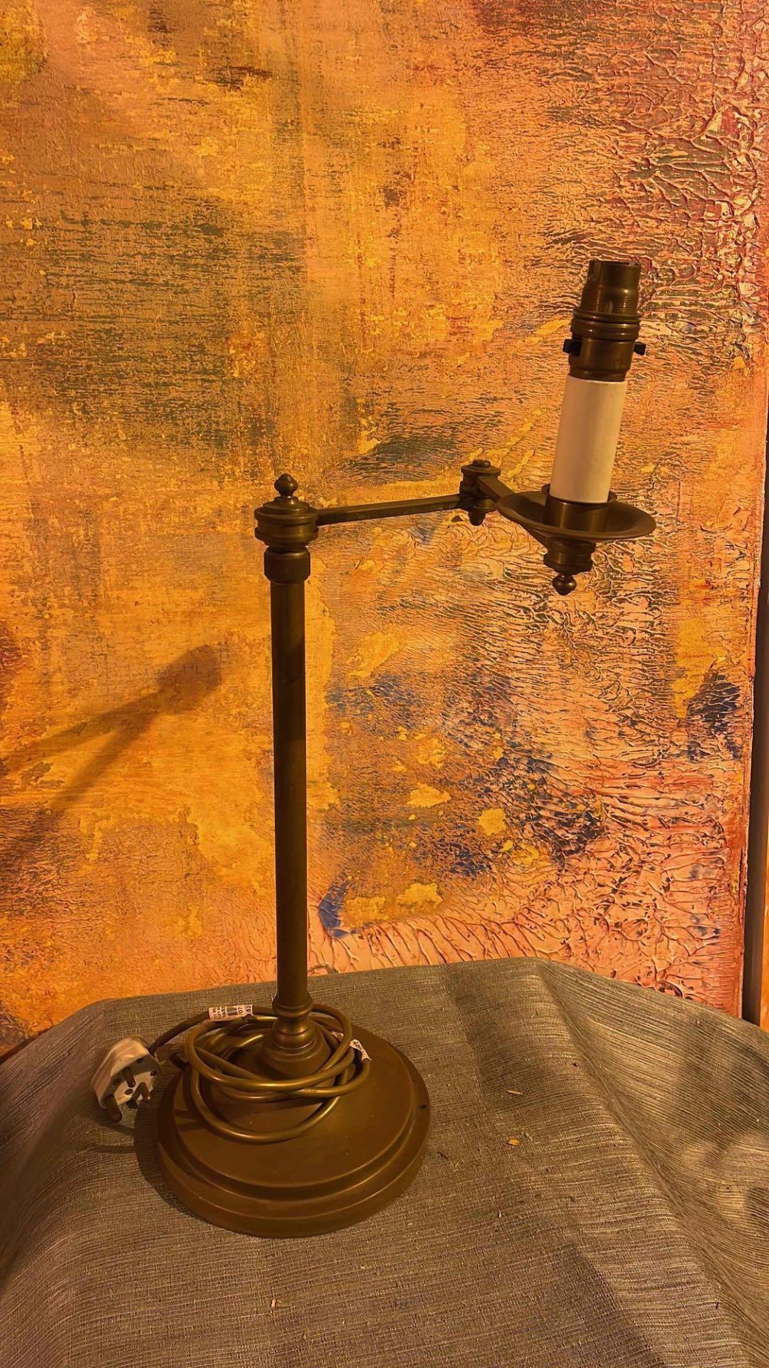 A Pair Of Brass Swing Arm Candlestick Form Table Lamps, 54cm - Image 2 of 3