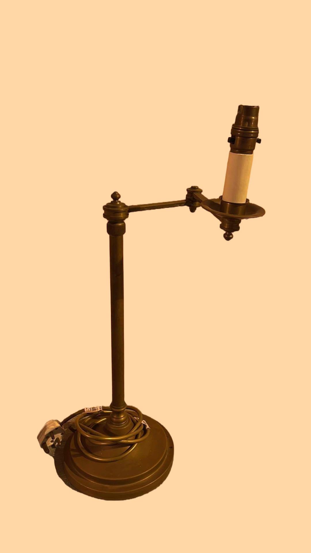 A Pair Of Brass Swing Arm Candlestick Form Table Lamps, 54cm