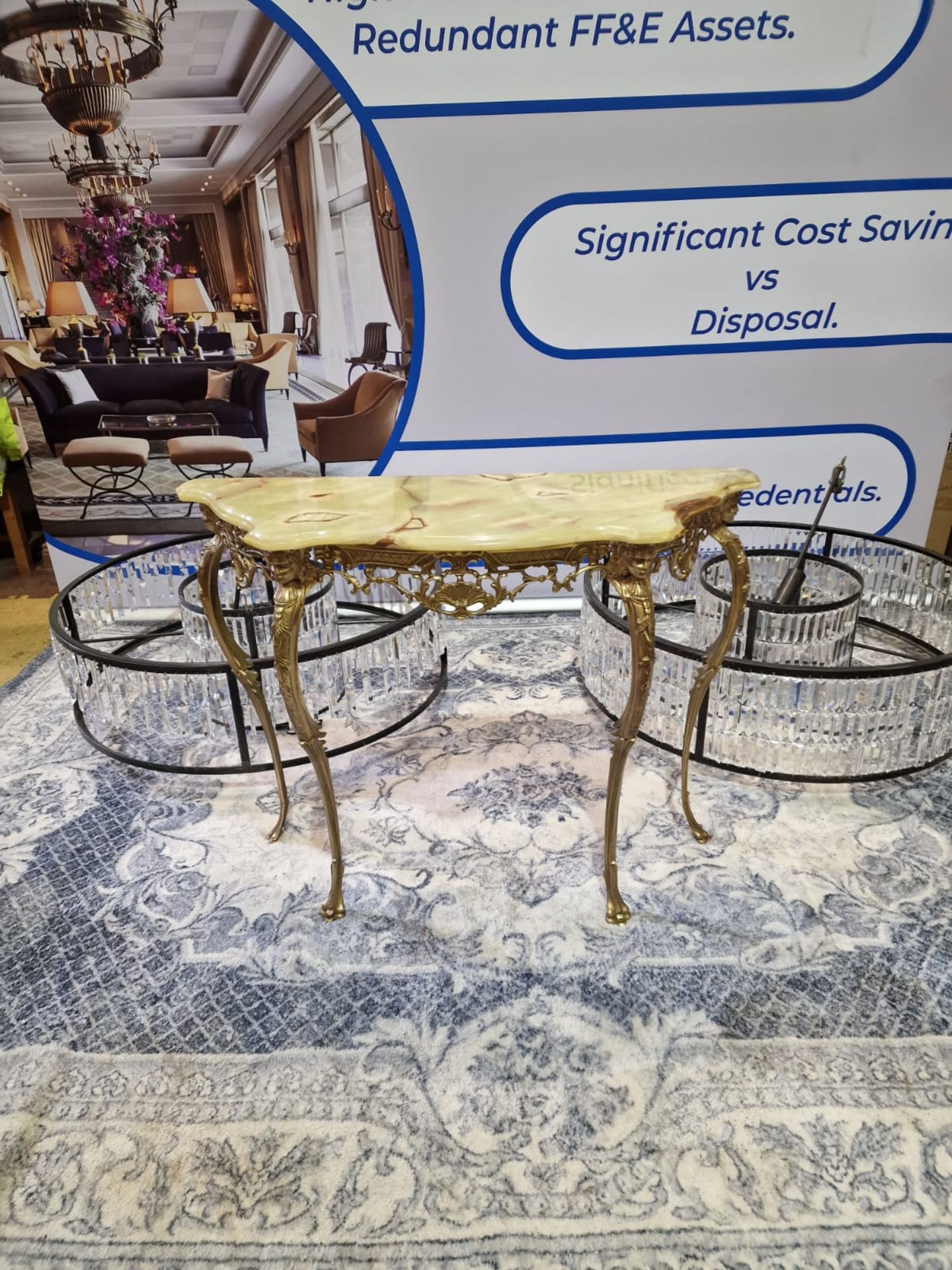 F.lli. Orsenigo Italy  Console Table The Shaped Marble Onyx Top Mounted Above A Richly Decorated - Image 2 of 8